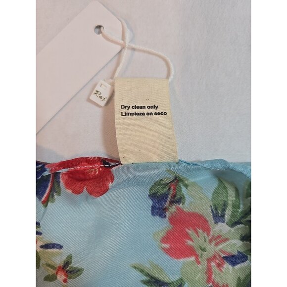 Raj Womens Top OS Blue Floral Open Duster Kimono Cover Up Boho Beachy New - Picture 6 of 11